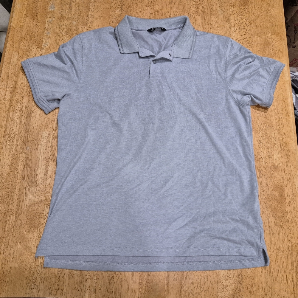 🔥 EUC Member's Mark Light Gray Stretch Pique Polo Shirt Top